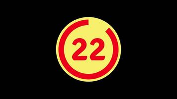 25 seconds countdown timer on black background with yellow and red circle countdown animation from 25 to 0 second video
