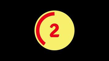 5 seconds countdown timer on black background with yellow and red circle countdown animation from 5 to 0 second video