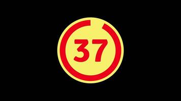 40 seconds countdown timer on black background with yellow and red circle countdown animation from 40 to 0 second video