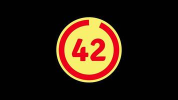 45 seconds countdown timer on black background with yellow and red circle countdown animation from 45 to 0 second video