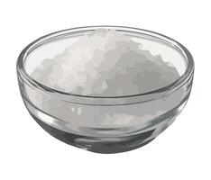 Transparent glass bowl with salt isolated icon vector