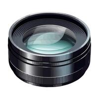 Zoom lens captures close-up image of eye icon isolated vector
