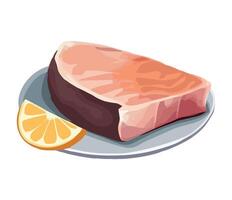 Fresh grilled seafood steak for lunch icon isolated vector