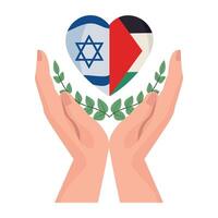 palestine and israel in heart protected design vector