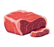 Grilled pork chop, bacon, and sirloin steak on plate icon isolated vector