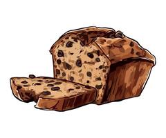 Baked bread slice with chocolate vector