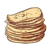Stack of homemade pita bread icon isolated vector