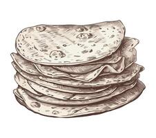 Stack of pita bread, on white background icon isolated vector