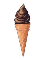 Chocolate ice cream cone with chocolate swirl vector