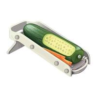 Fresh cucumber in vegetable slicer vector