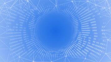 Royal blue color circular dots 3D tunnel with modern plexus design 3D tunnel geometrical background video