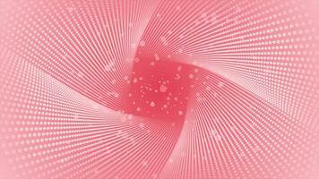 red color rotating square shaped 3D tunnel halftone pattern with bokeh particles modern design futuristic background video