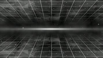 White and Black color 3d grid pattern with horizontal optical flair 3d space plexus design technology background video