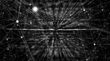 white and black color web like structure mesh pattern in cyberspace plexus design futuristic technology background video