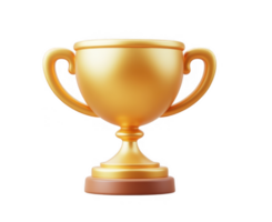 3d icon shiny golden trophy representing victory and achievement on transparent png