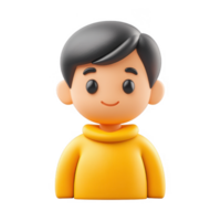 3D icon avatar cartoon character, smiling man. learning people close up portrait on isolated on transparent background png