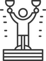 A man holding up two cups on a pedestal vector