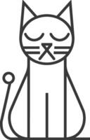A black and white line drawing of a cat vector