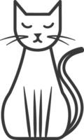 A black and white drawing of a cat vector