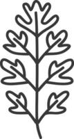 A black and white drawing of a leaf vector