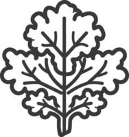 A black and white illustration of a leaf vector