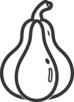A black and white drawing of a pear vector