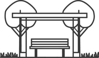 A park bench with trees and a bench under it vector