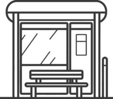 A black and white illustration of a bus stop vector