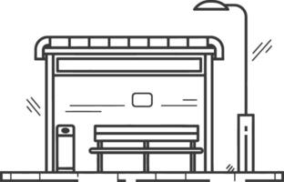 A bus stop with a bench and a light vector