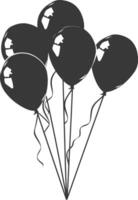 Five Black Balloons with Strings Tied Together vector