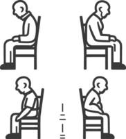 Four different positions of a man sitting on a chair vector