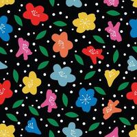 simple colorful flat flower pattern vector
