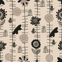 abstract plant and butterfly pattern vector