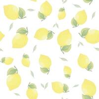 fresh yellow lemon watercolor pattern vector