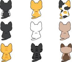 SET OF CATS LOOKED FROM BACK WITH VARIOUS PATTERNS vector