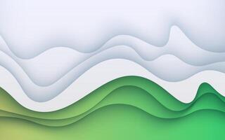 abstract white green soft diagonal shape light and shadow wavy papercut background. eps10 vector