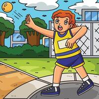 Track and Field Female Putting the Shot Colored vector