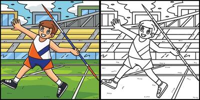 Track and Field Athlete and Javelin Illustration vector