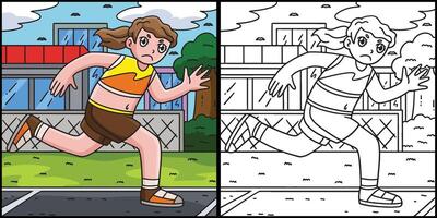 Track and Field Female Running Illustration vector