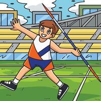 Track and Field Athlete and Javelin Colored vector