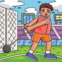 Track and Field Athlete in a Hammer Throw Colored vector