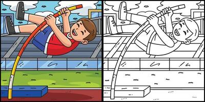 Track and Field Athlete Pole Vaulting Illustration vector