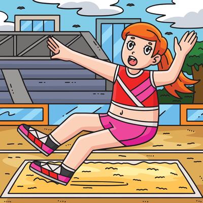 Track and Field Female Landing on Sandpit Colored