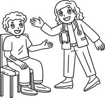 Female Doctor Talking to Patient Isolated Coloring vector
