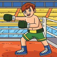 Boxing Boxer Punching Colored Cartoon Illustration vector