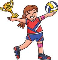 Volleyball Female Player with a Trophy Clipart vector