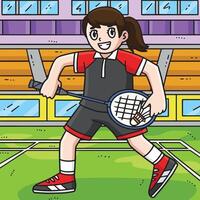 Badminton Player Serving Shuttlecock Colored vector