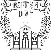 Baptism Day with Flower Wreath Isolated Coloring vector