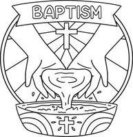 Baptism Hands Pouring Water Isolated Coloring Page vector