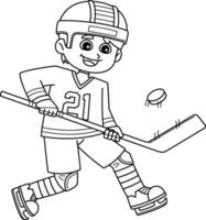 Ice Hockey Boy Player Doing Tricks Isolated vector
